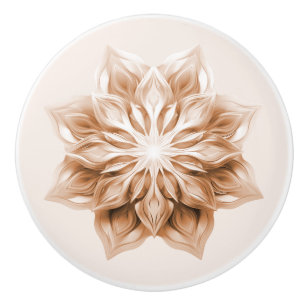 Bouton De Porte En Céramique Mandala cuivré 3D brillant