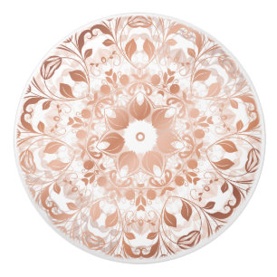 Bouton De Porte En Céramique Mandala Floral Or Rose Gold