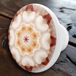 Bouton De Porte En Céramique Mandala Kaléidoscope Floral Élégant