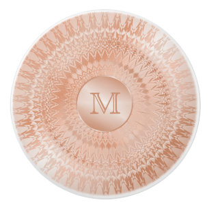 Bouton De Porte En Céramique Mandala Monogramme en Or Rose