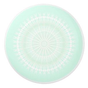 Bouton De Porte En Céramique Mandala pastel vert menthe moderne