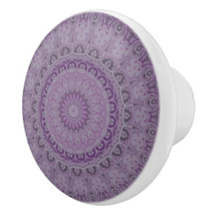 Bouton De Porte En Céramique Mandala Rêve à l'aquarelle dans des nuances de pou