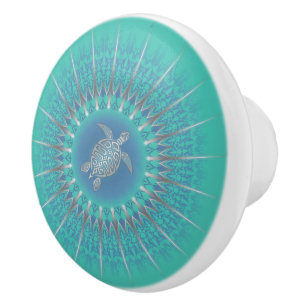 Bouton De Porte En Céramique Mandala Turquoise