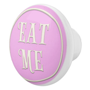Bouton De Porte En Céramique "Mange-moi" Wonderland Tea Party Pastel Pink