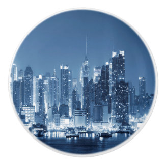 Bouton De Porte En Céramique Manhattan Panoramic Night Skyline New York City