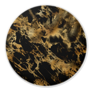 Bouton De Porte En Céramique Marbre Agate Or Noir Tendance Chic Moderne