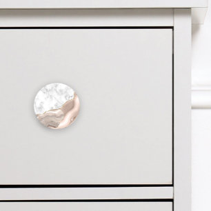 Bouton De Porte En Céramique Marbre Blanc Agate Ivoire Doré