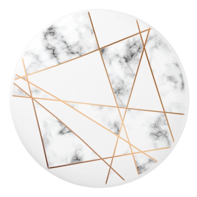 Bouton De Porte En Céramique Marbre blanc avec Gold Lines Joli (Devant)