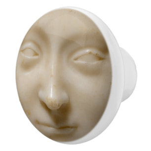 Bouton De Porte En Céramique Marbre blanc Femme Sculpture du visage - Musée Art