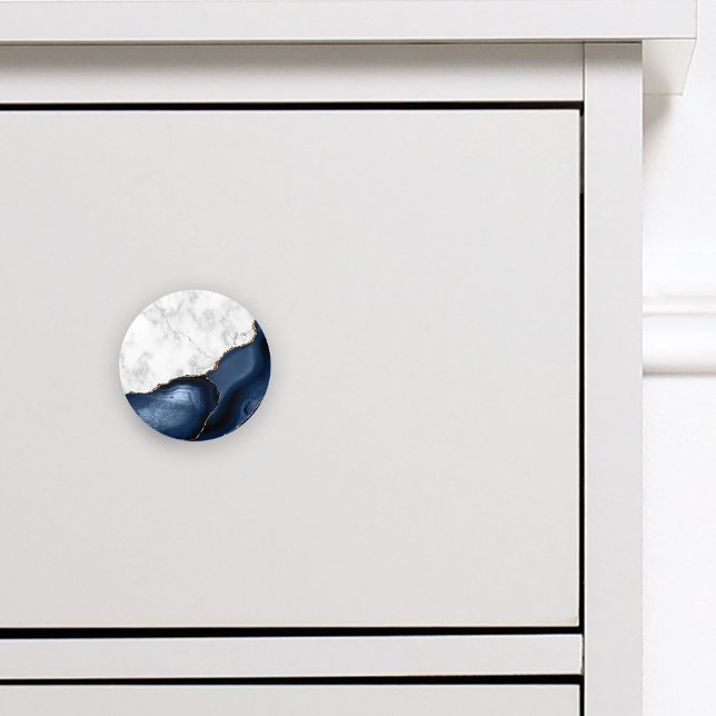 Bouton De Porte En Céramique Marbre blanc Gilded Marine Blue Agate (Créateur téléchargé)