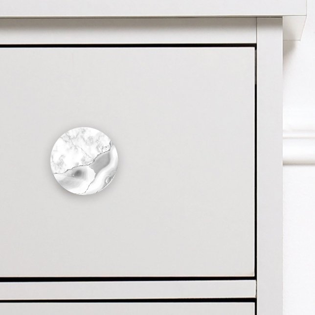Bouton De Porte En Céramique Marbre blanc gris Agate Parties scintillant en arg (Créateur téléchargé)