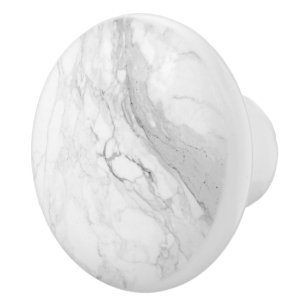BOUTON DE PORTE EN CÉRAMIQUE MARBRE BLANC PIXDEZINES