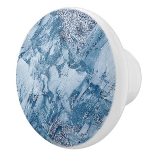 Bouton De Porte En Céramique Marbre bleu et gris 