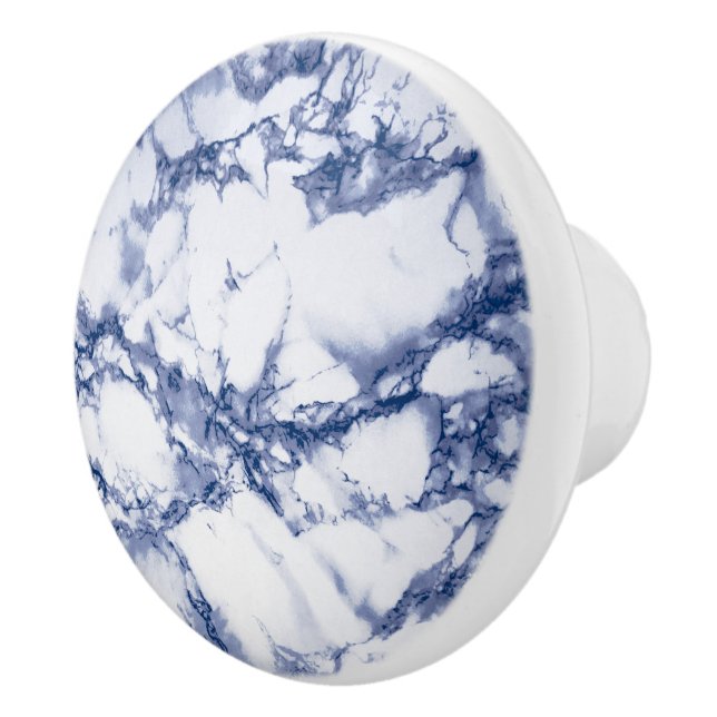 Bouton De Porte En Céramique Marbre bleu foncé profond (Droite)