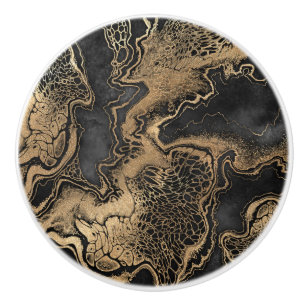 Bouton De Porte En Céramique Marbre d'or noir assez