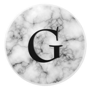 Bouton De Porte En Céramique Marbre gris/gris de motif de gemme, et onyx noir