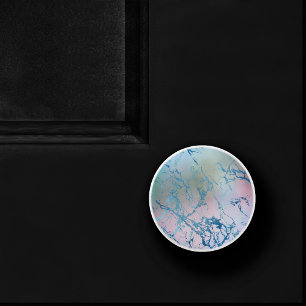 Bouton De Porte En Céramique Marbre Iridescente   Holographique bleu rose tenda