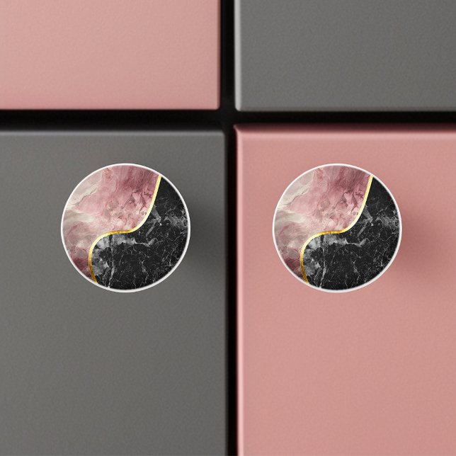 Bouton De Porte En Céramique Marbre rose et noir (Créateur téléchargé)