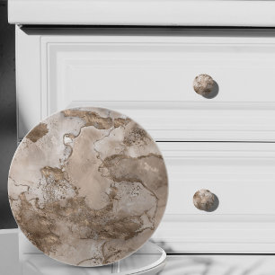 Bouton De Porte En Céramique Marbre taupe et abstrait or