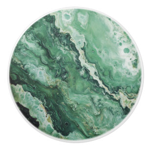 Bouton De Porte En Céramique Marbre vert clair Motif