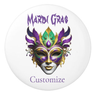 Bouton De Porte En Céramique Mardi Gras Masque Thunder_Cove