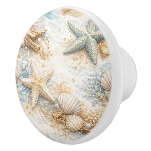 Bouton De Porte En Céramique Marées éternelles Aquarelle Côtière de Plage