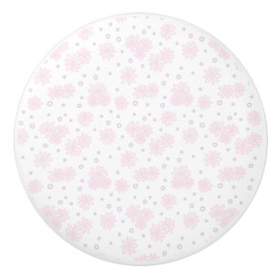 Bouton De Porte En Céramique Marguerites et Points - Rose, Jaune et Violet Past