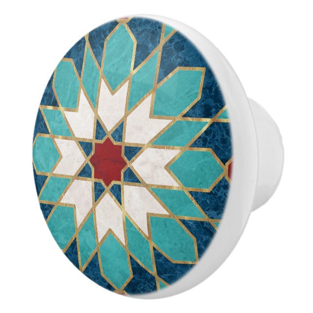 Bouton De Porte En Céramique Marine Bleu Turquoise Blanc Marbre Rouge Marbre Ma (Droite)