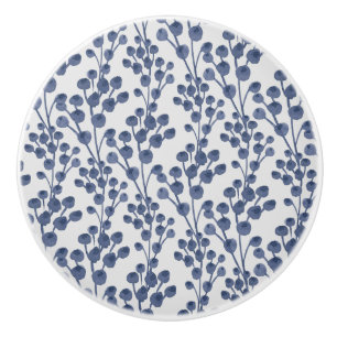 Bouton De Porte En Céramique Marine bleue botanique
