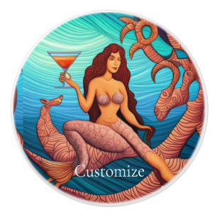 Bouton De Porte En Céramique Martini à cheveux longs Mermaid Thunder_Cove