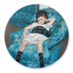 Bouton De Porte En Céramique Mary Cassatt - Petite fille dans un fauteuil bleu