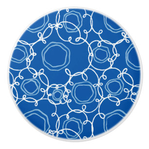 Bouton De Porte En Céramique Matrice florale abstraite (bleu royal) Beaux-arts