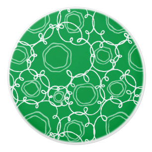 Bouton De Porte En Céramique Matrice florale abstraite (vert) Beaux-arts
