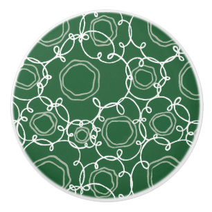 Bouton De Porte En Céramique Matrice florale abstraite (vert foncé) Beaux-arts
