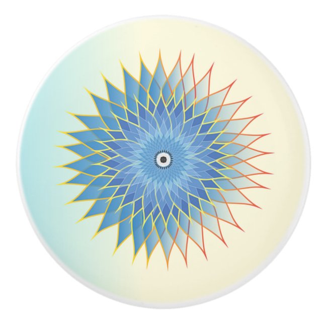 Bouton De Porte En Céramique Médaille de fleurs Pastel Lotus Mandala (Devant)