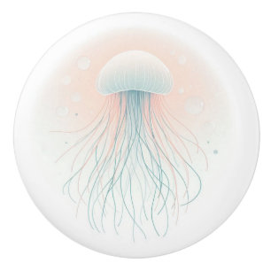 Bouton De Porte En Céramique méduse marine/plage/côtière