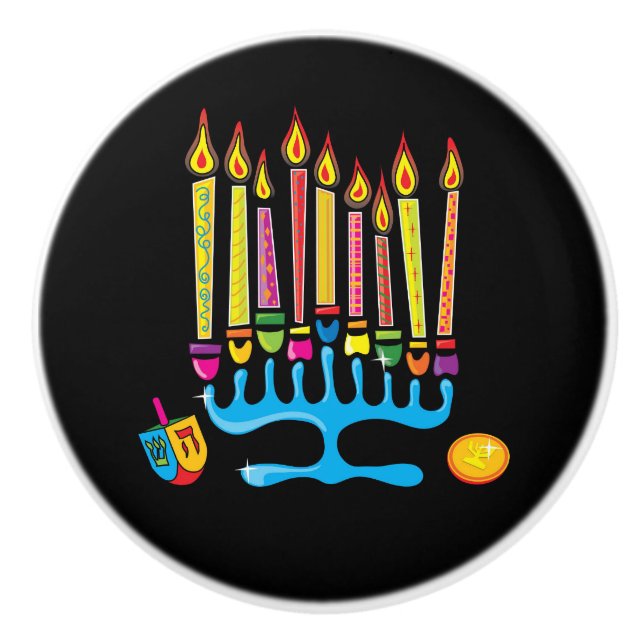 Bouton De Porte En Céramique Menorah / Chanukah Ceramic Knob (Devant)