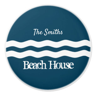 Bouton De Porte En Céramique Mer minimaliste Vagues Côtière Nautique