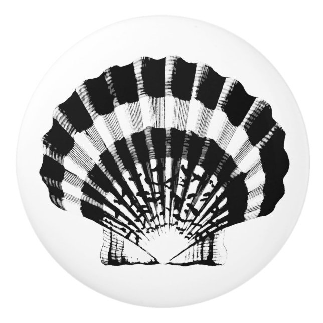 Bouton De Porte En Céramique Mer Shell - noir et blanc (Devant)