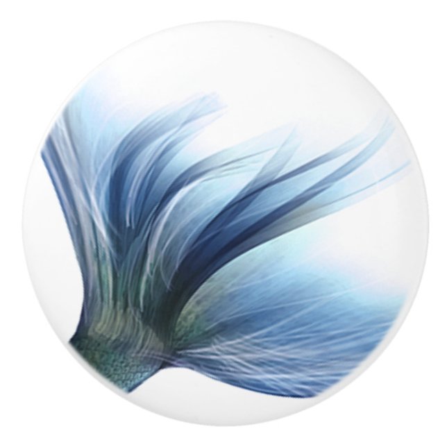 Bouton De Porte En Céramique Mermaid Glam Tail | Dusty Ice Blue Luster Sheen (Devant)