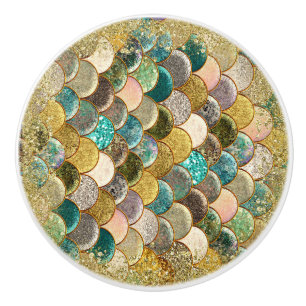 Bouton De Porte En Céramique Mermaid Sea Scales Beachor Glamor Chic