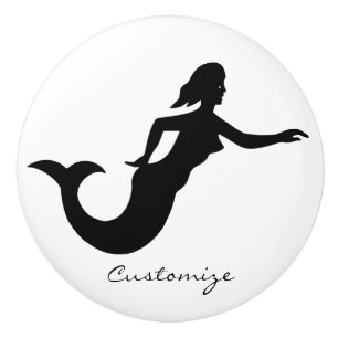 Bouton De Porte En Céramique Mermaid Silhouette Thunder_Cove