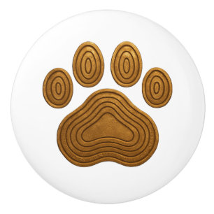 Bouton De Porte En Céramique "Métallic Gold" Contour-Look Pawprint Ceramic Knob