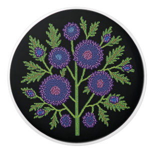 Bouton De Porte En Céramique Metis Native Beadwork Sweet William Ceramic Knob