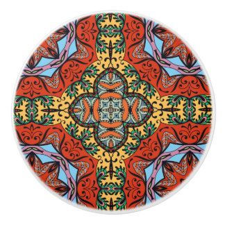 Bouton De Porte En Céramique Mexican folk ethnic colorful seamless