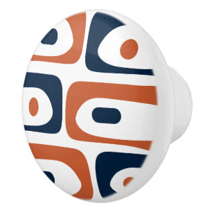 Bouton De Porte En Céramique Mi-siècle moderne Piquet minimaliste Marine orange