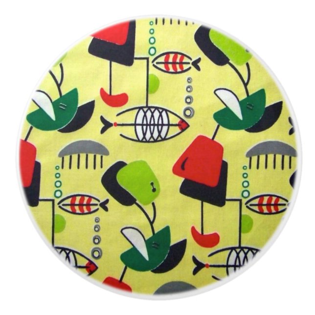 Bouton De Porte En Céramique Mid Century moderne Design atomique Tige en cérami (Devant)