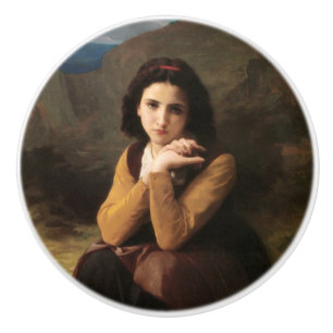 Bouton De Porte En Céramique Mignon Innocence d'une adolescente, Bouguereau
