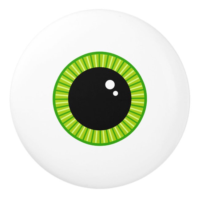 Bouton De Porte En Céramique Mignonne Eyeball Vert Funny (Devant)