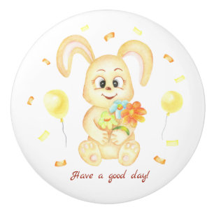 Bouton De Porte En Céramique Mignonne lapin pour une humeur positive